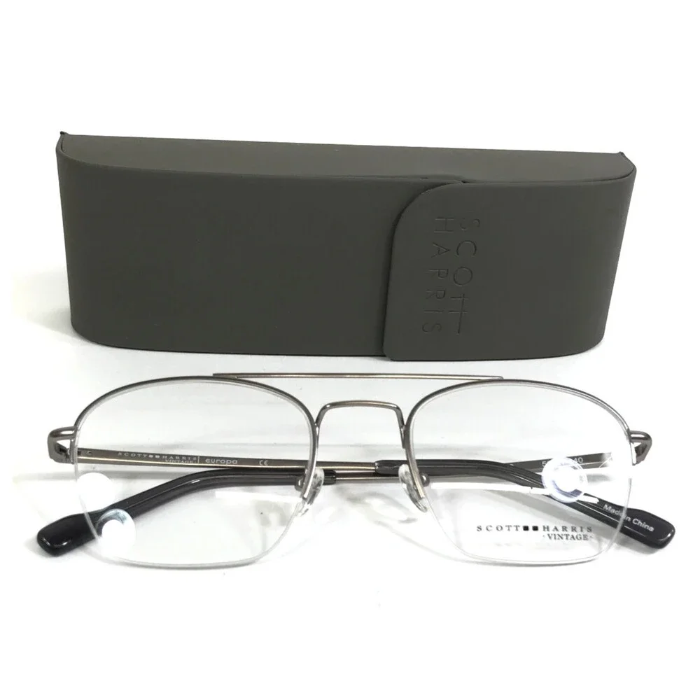 Scott Harris Vintage Eyeglasses Frames V-62 C2 Graphite Half Rim 50-21-140